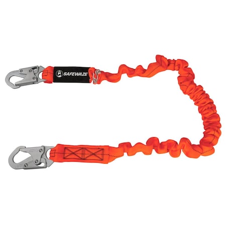 Safewaze Energy Absorbing Lanyard, 6 ft. Length, Snap Hook, Steel FS88590